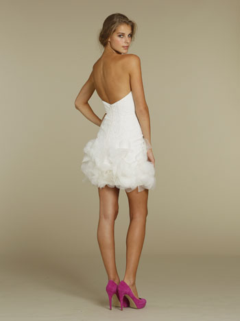 Fleur cotton lace mini bridal dress with dancing pedaled hem